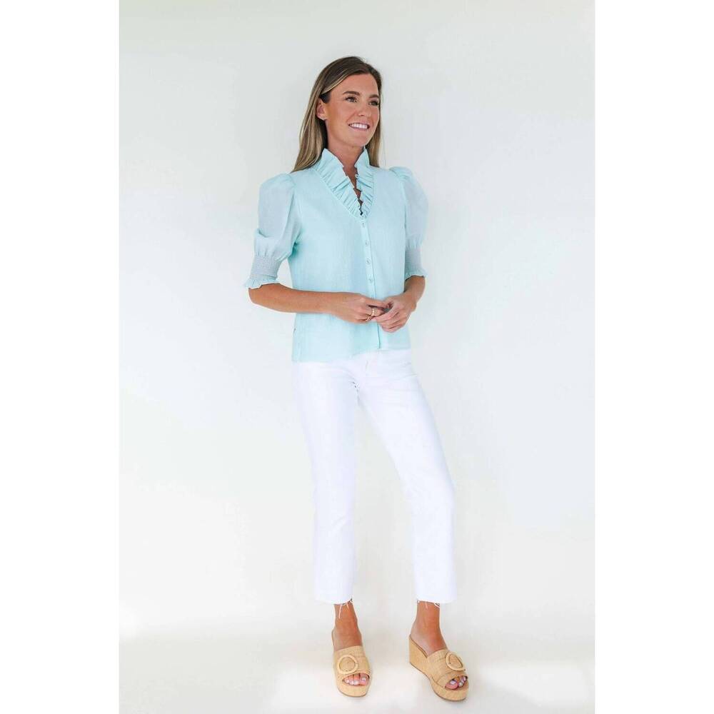 NEW MARY GEORGE harper top in blue tint